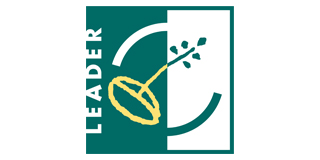 Logo Leader Nord-Rhein-Westfalen, grün mit Pflanze und gelben Samen